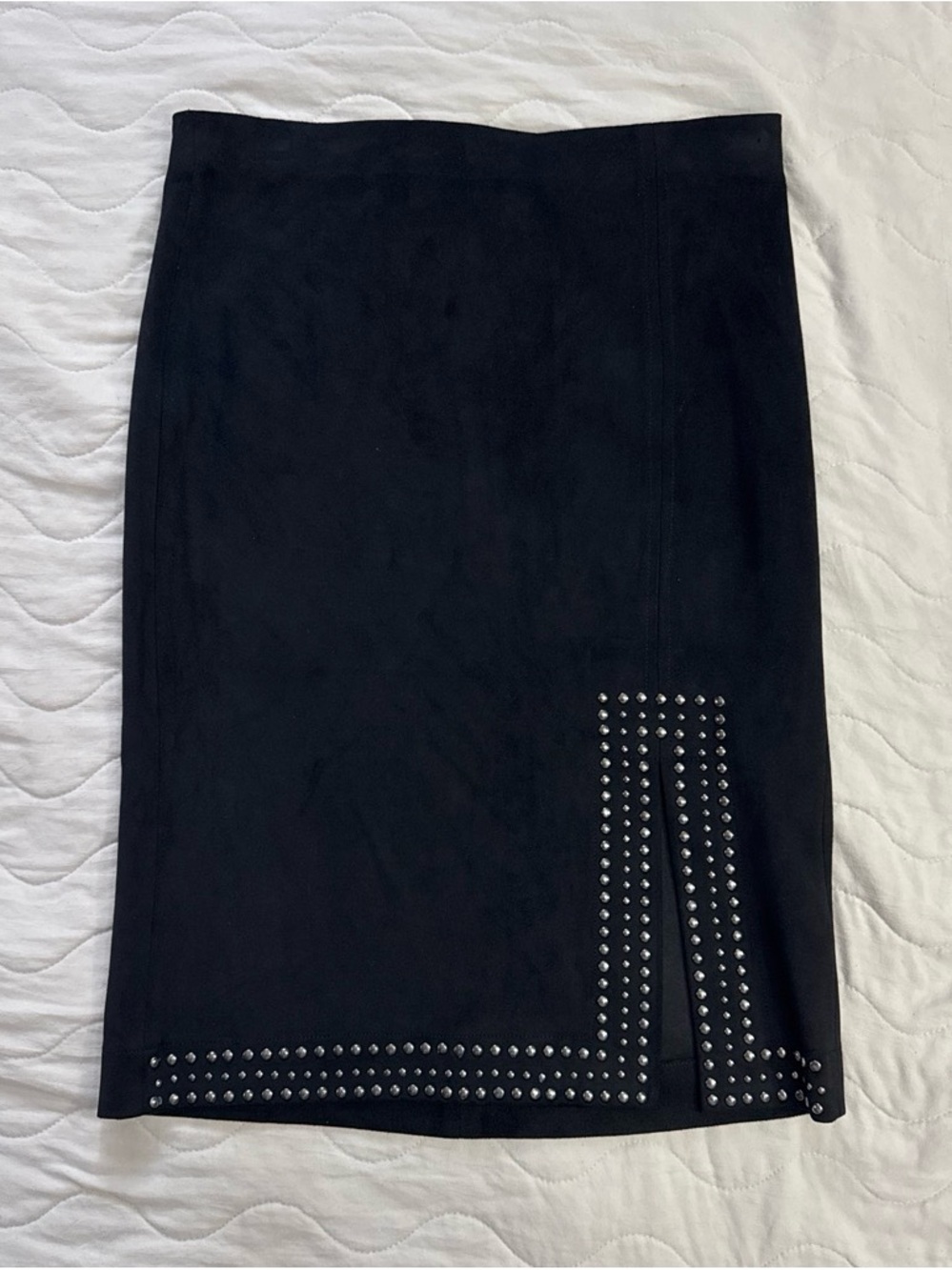 Premise Black Pencil Skirt with Silver Stud Accents
